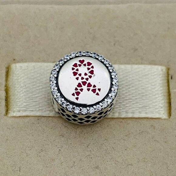 🔥🔥Pandora Breast Cancer Ribbon of Strength Dangle Charm Hope Bead Pendant - Picture 1 of 4
